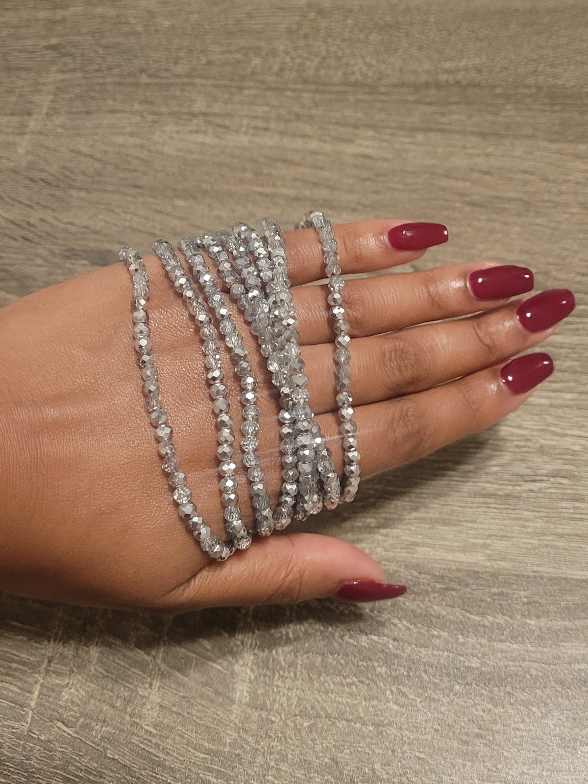Silver crystal beads