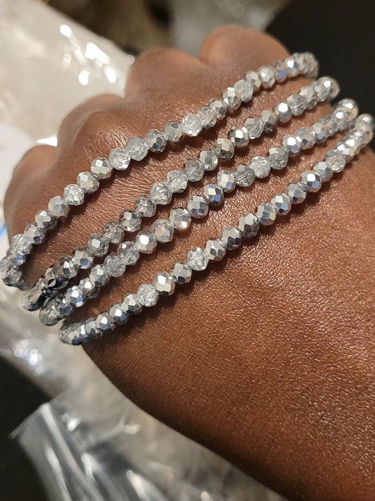 Silver crystal beads